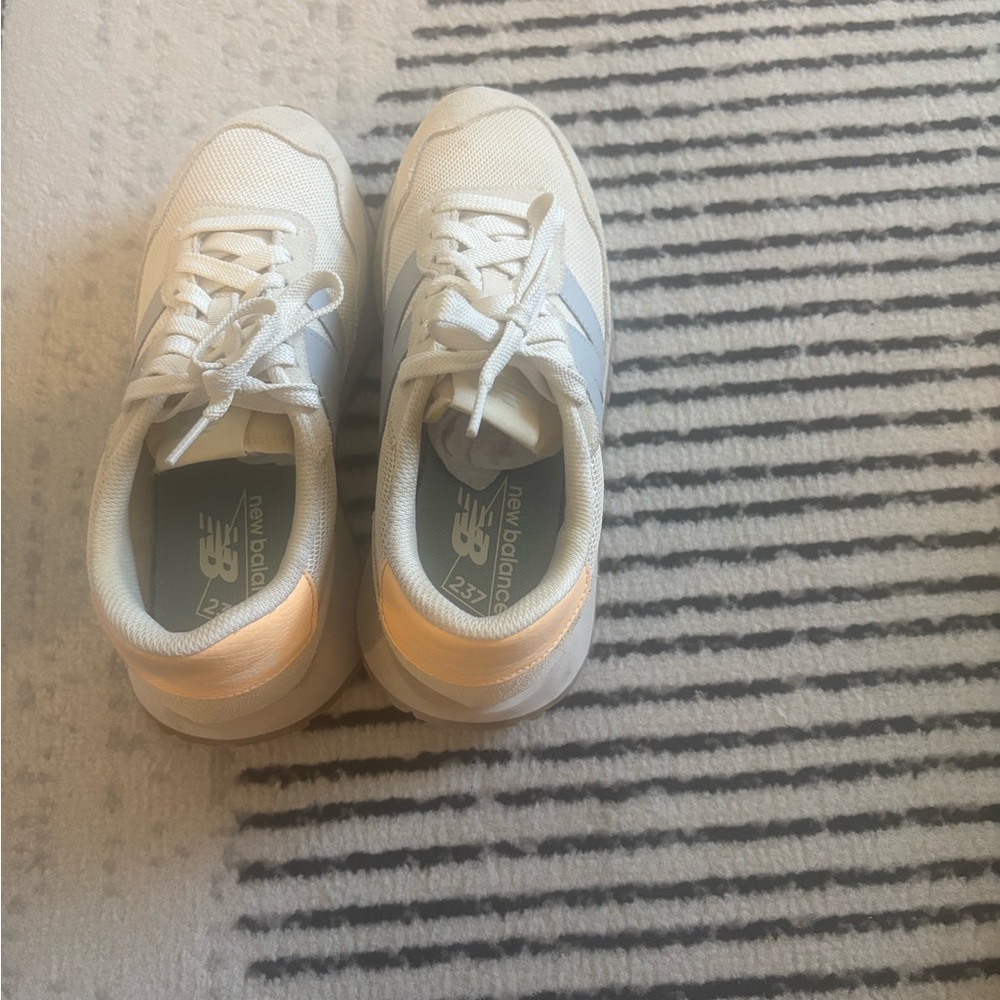 New Balance White and Peach Running Shoes